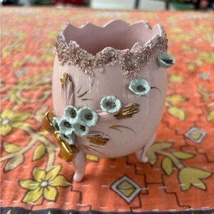 Napco Pink Footed Egg Vase 1950s